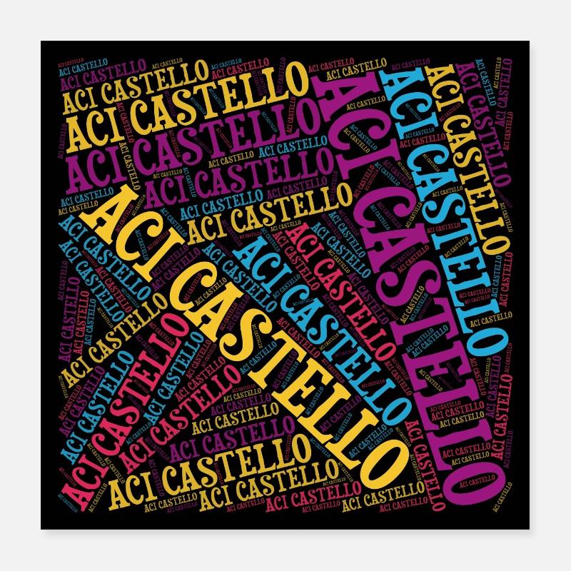 word collage poster Aci Castello word cloud Poster 16" x 16" (40x40 cm)