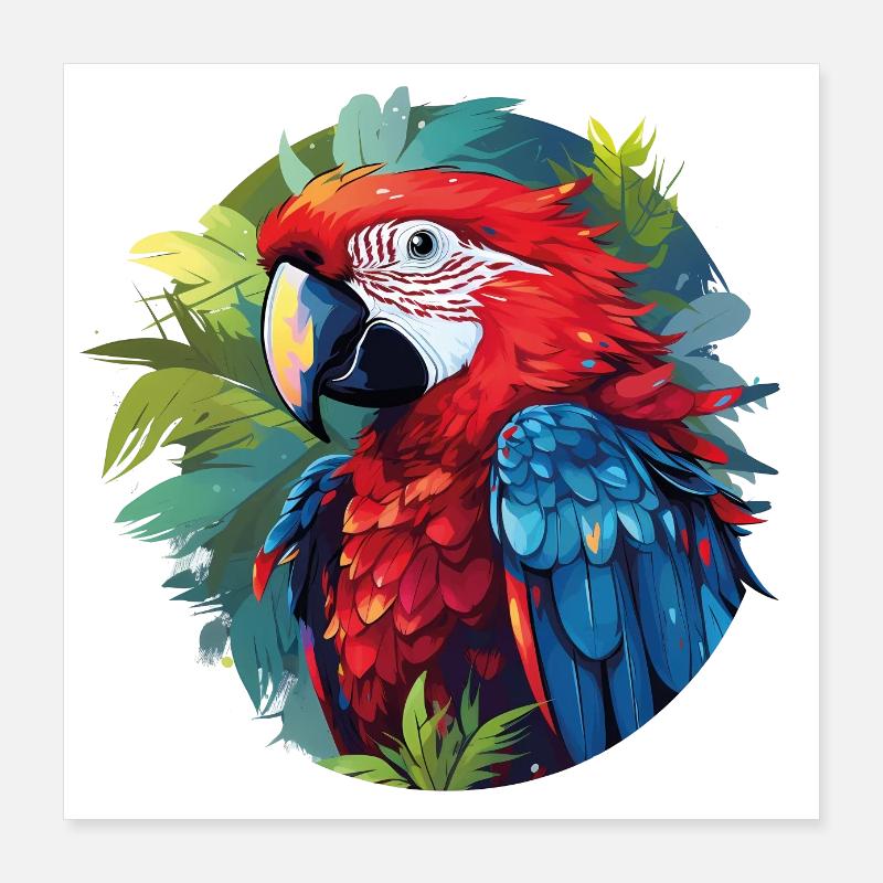 Tropical Parrot Poster 40x40 cm