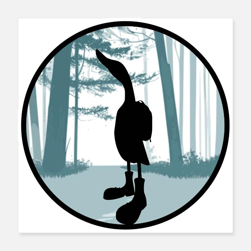 Ente mit Rucksack Poster 40x40 cm