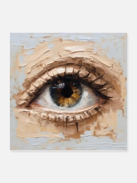 Auge Gemälde - Poster 40x40 cm - Weiß