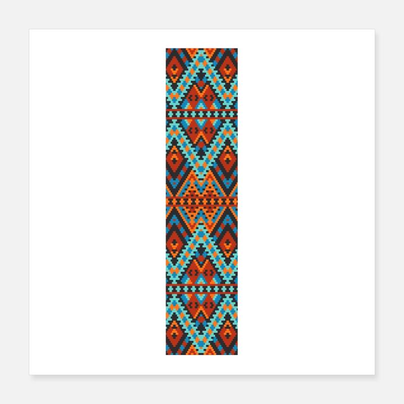 Buchstabe I- Boho-Design, buntes Monogramm Poster 40x40 cm