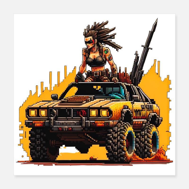 Postapokalyptisches Auto Poster 40x40 cm