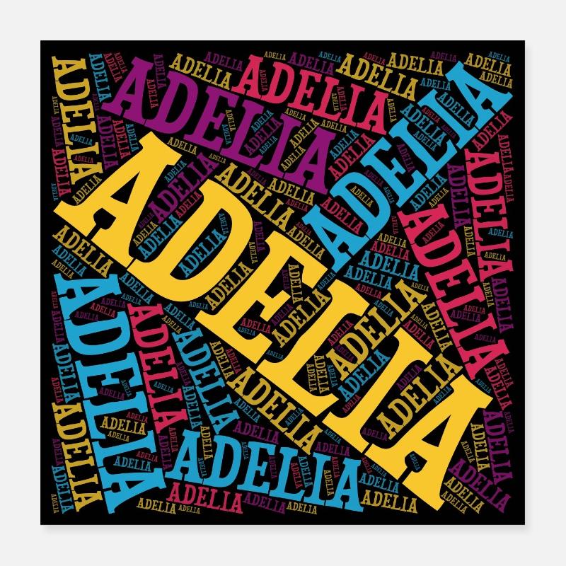 affiche Adelia nuage de mots collage de mots texte art Poster 40 x 40 cm