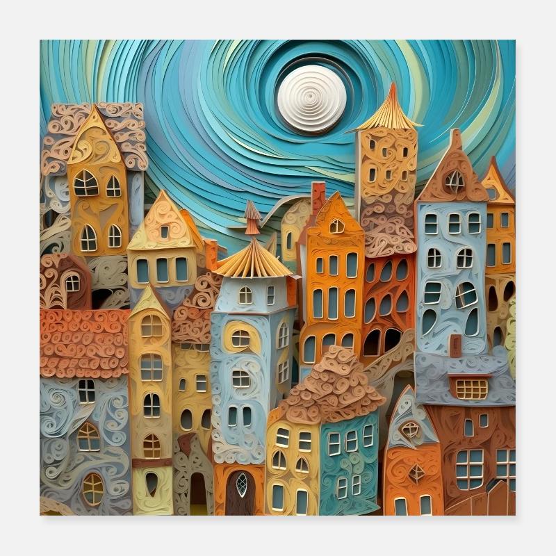 Cité de papier Poster 40 x 40 cm