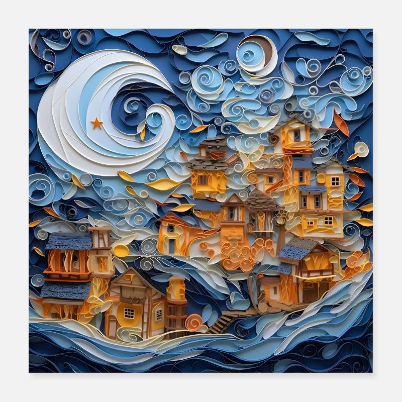 Cité de papier Poster 40 x 40 cm