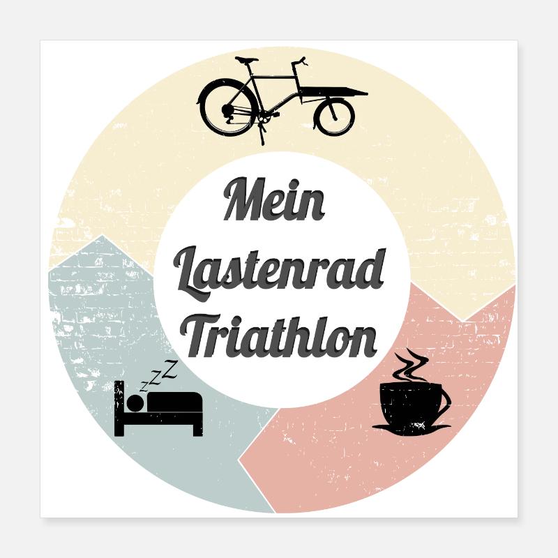 Lastenrad Triathlon, eat sleep repeat Poster 40x40 cm