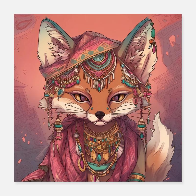 art du renard Poster 40 x 40 cm