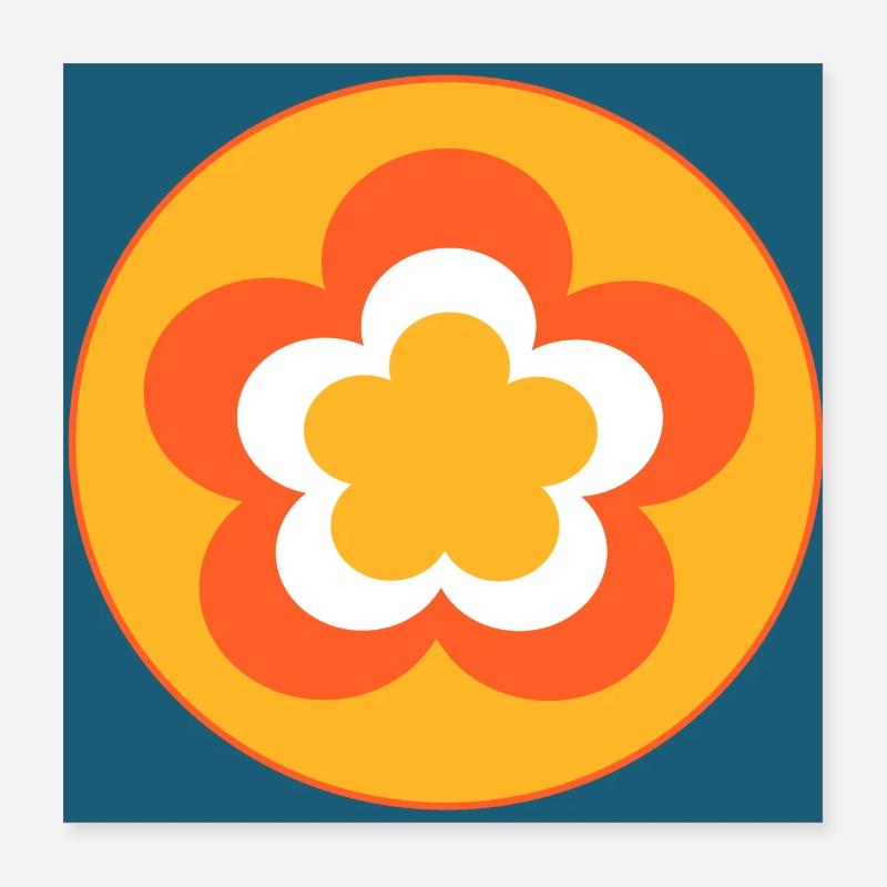 70s Flower Pattern Poster 16" x 16" (40x40 cm)