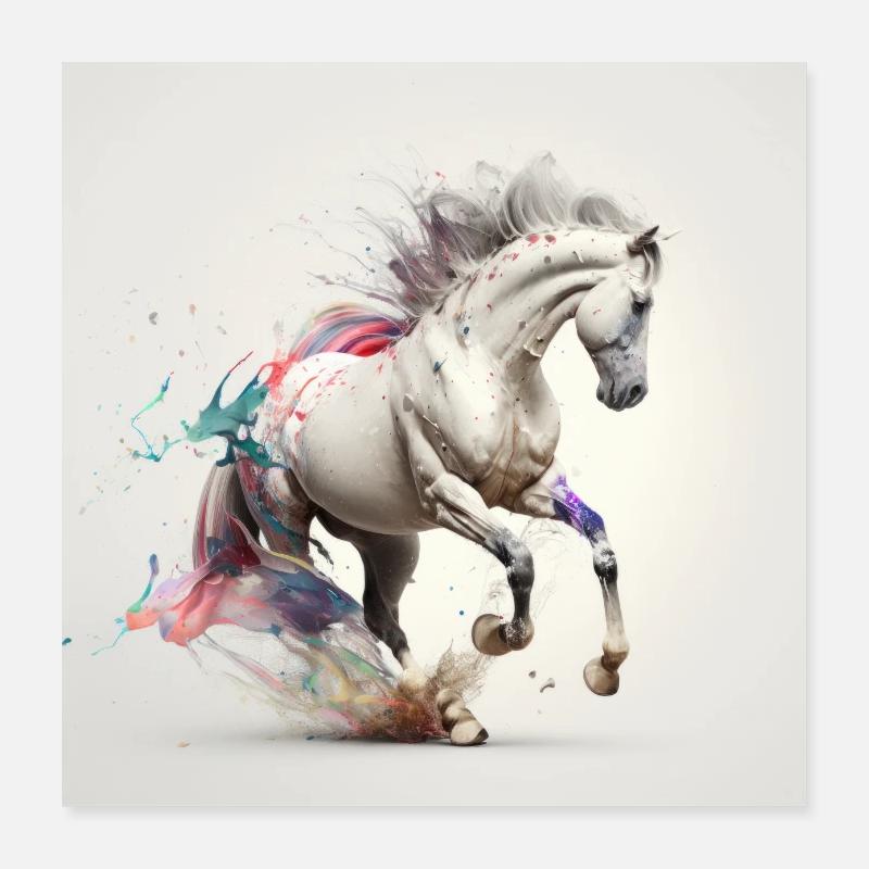 White horse Poster 16" x 16" (40x40 cm)