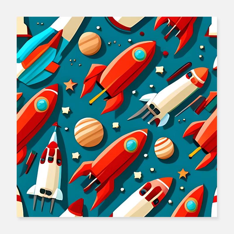 Sternenschiff-Muster Poster 40x40 cm