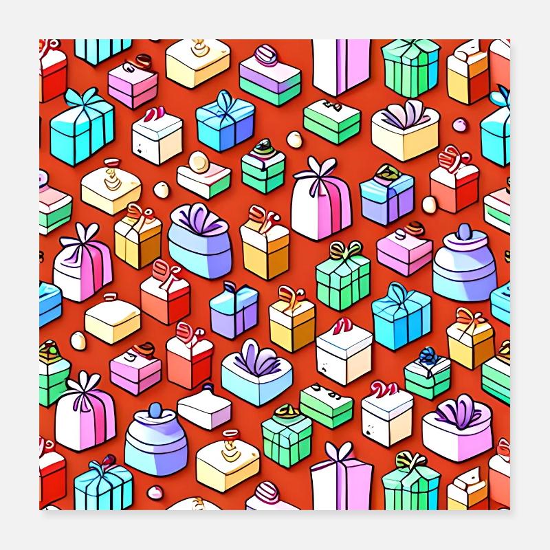 Buntes Geschenke-Muster Poster 40x40 cm