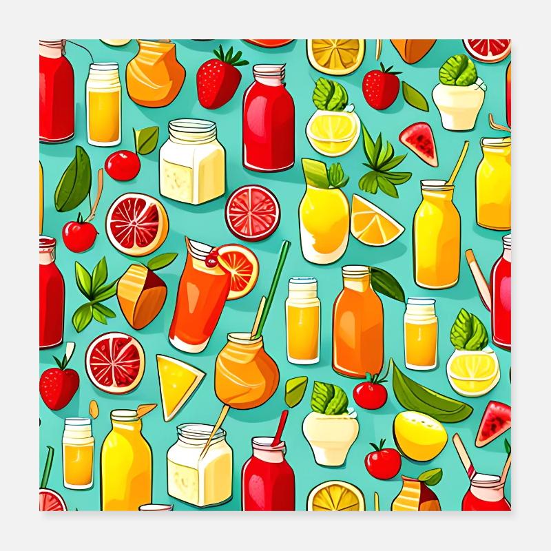 Leckeres Sommerlimonaden-Muster Poster 40x40 cm