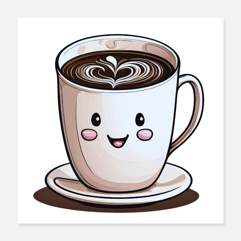 Lächelnde Tasse Kaffee Poster 40x40 cm