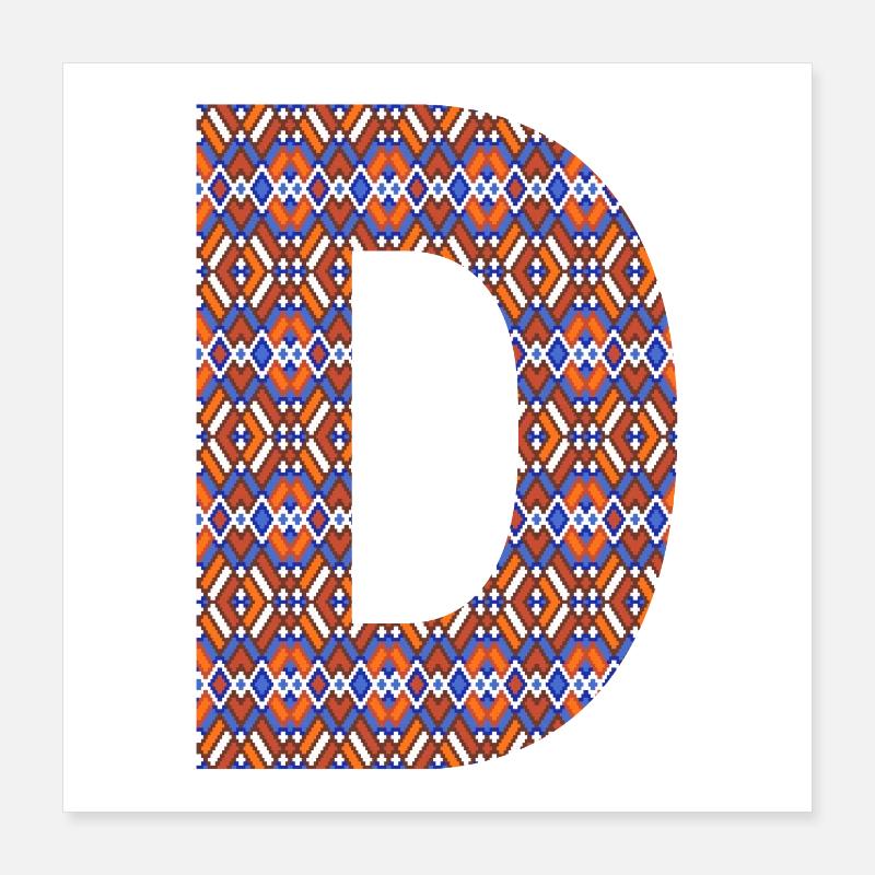 Monogram Letter D- geometric pattern Poster 16" x 16" (40x40 cm)