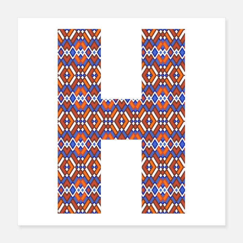 Monogram Letter H- geometric pattern Poster 16" x 16" (40x40 cm)