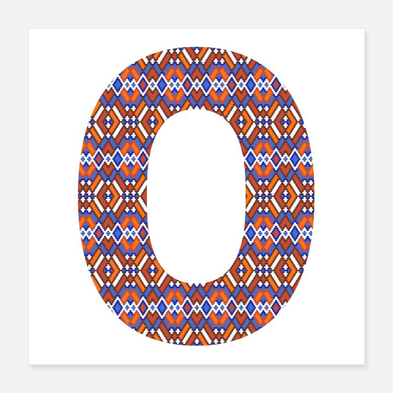 Monogramm Buchstabe O - geometrisches Muster Poster 40x40 cm