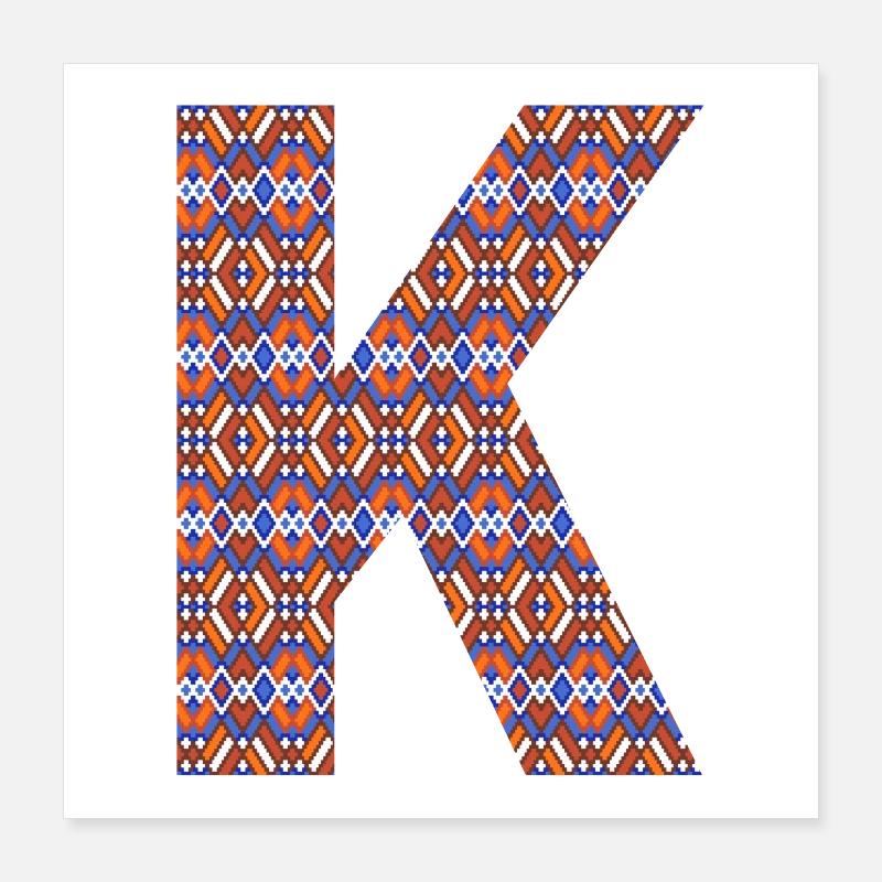Monogramm Buchstabe K - geometrisches Muster Poster 40x40 cm