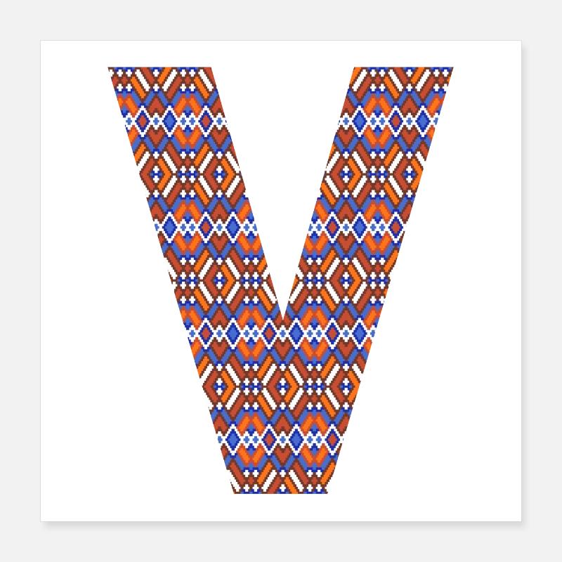Monogram Letter V- geometric pattern Poster 16" x 16" (40x40 cm)