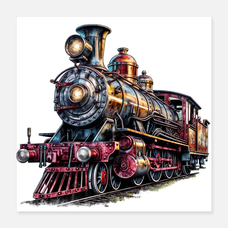Die Dampflokomotive ist Stück Geschichte Poster 40x40 cm
