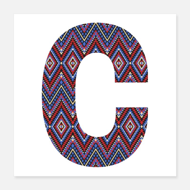 Monogram Letter C- geometric pattern Poster 16" x 16" (40x40 cm)