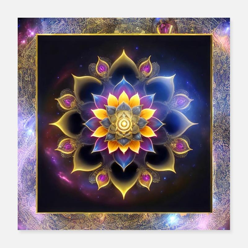 Mandala Lotusblume Poster 40x40 cm