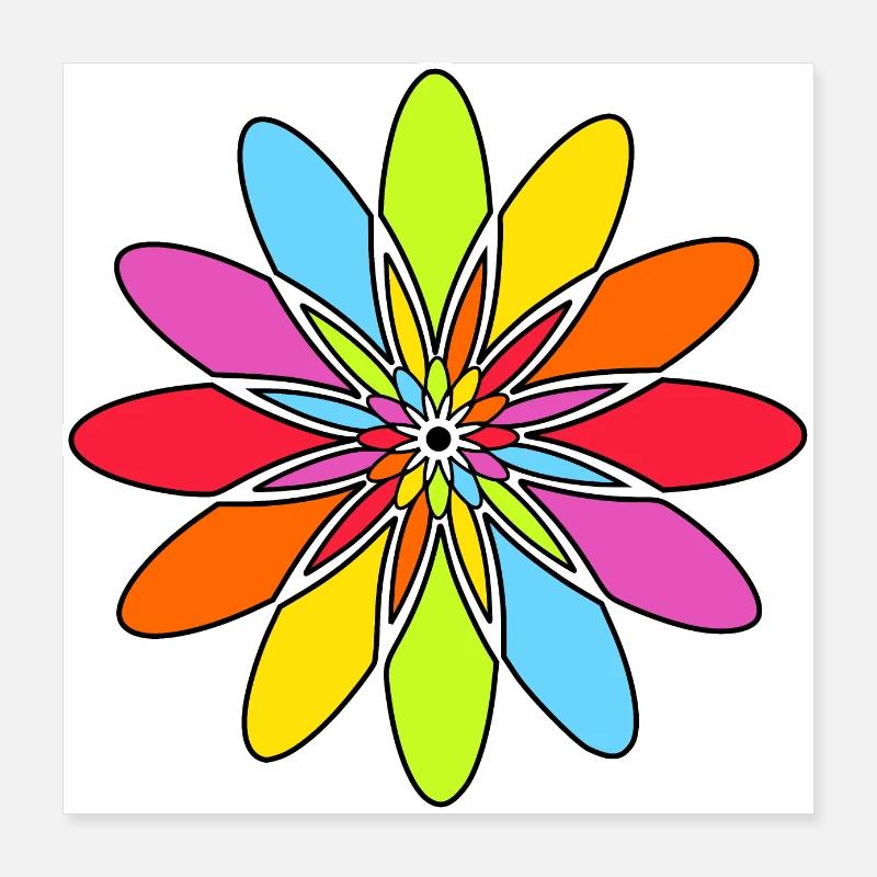 Fleur arc-en-ciel Poster 40 x 40 cm