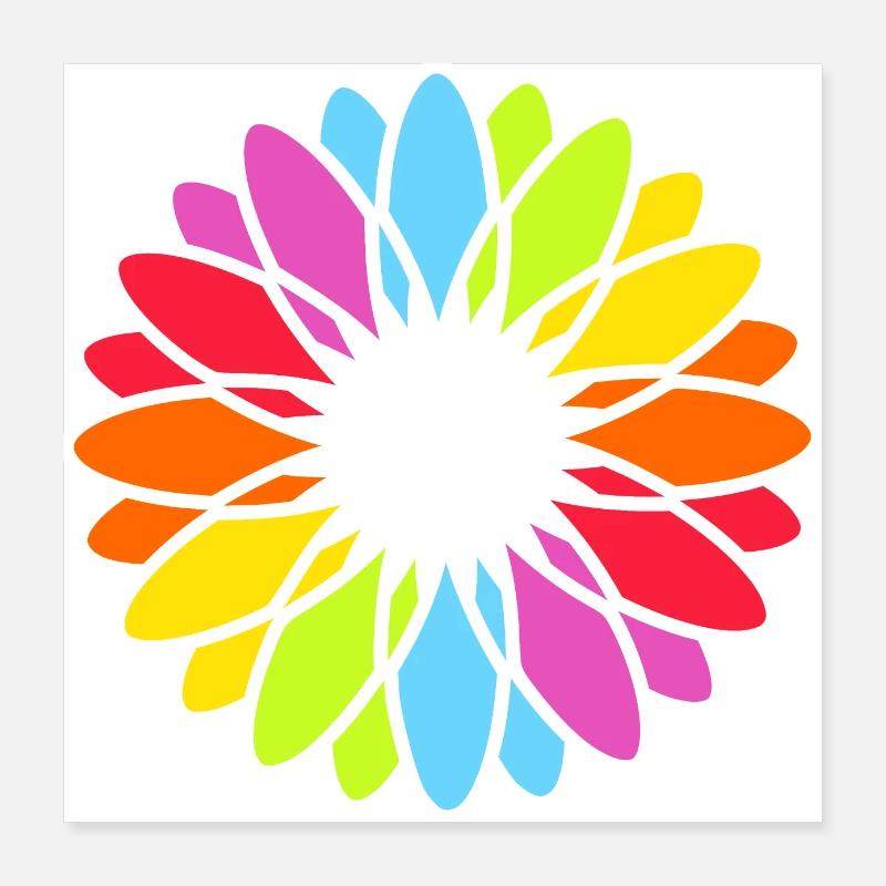 Rainbow Blossom Mandala Poster 16" x 16" (40x40 cm)