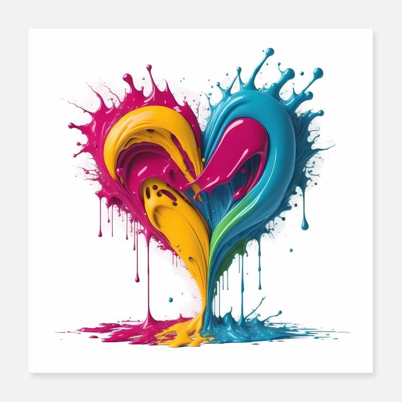 Cœur de couleur sincère Poster 40 x 40 cm