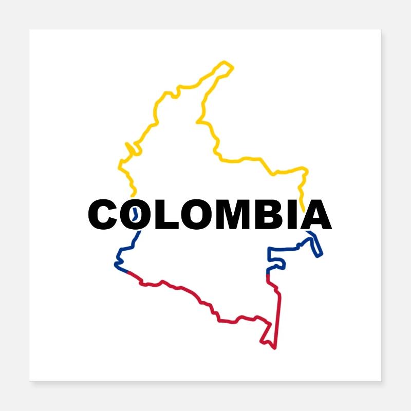 Carte de la Colombie Poster 40 x 40 cm