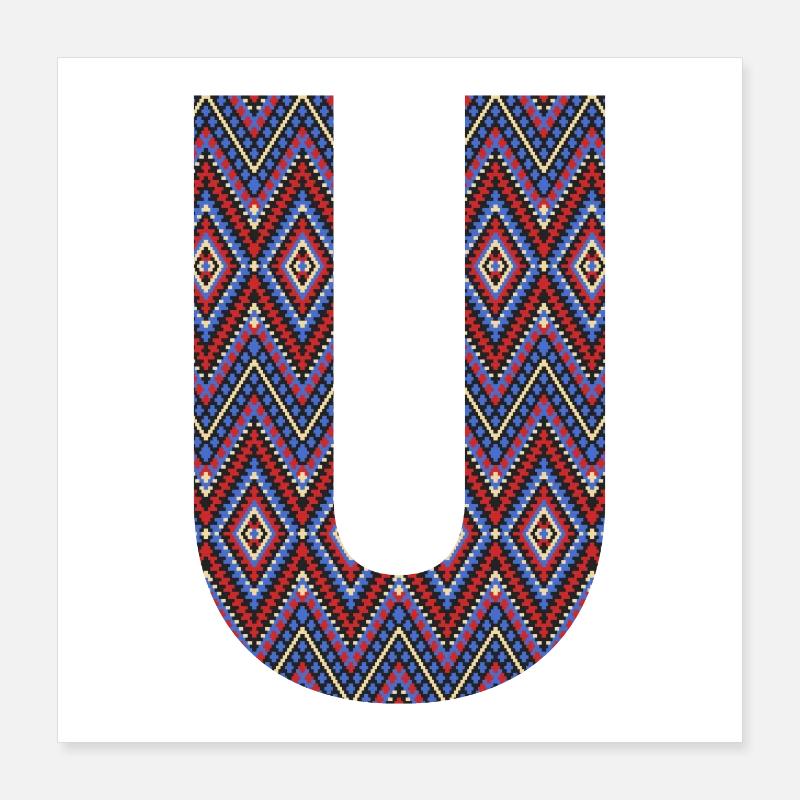 Monogramm Buchstabe U- geometrisches Muster Poster 40x40 cm