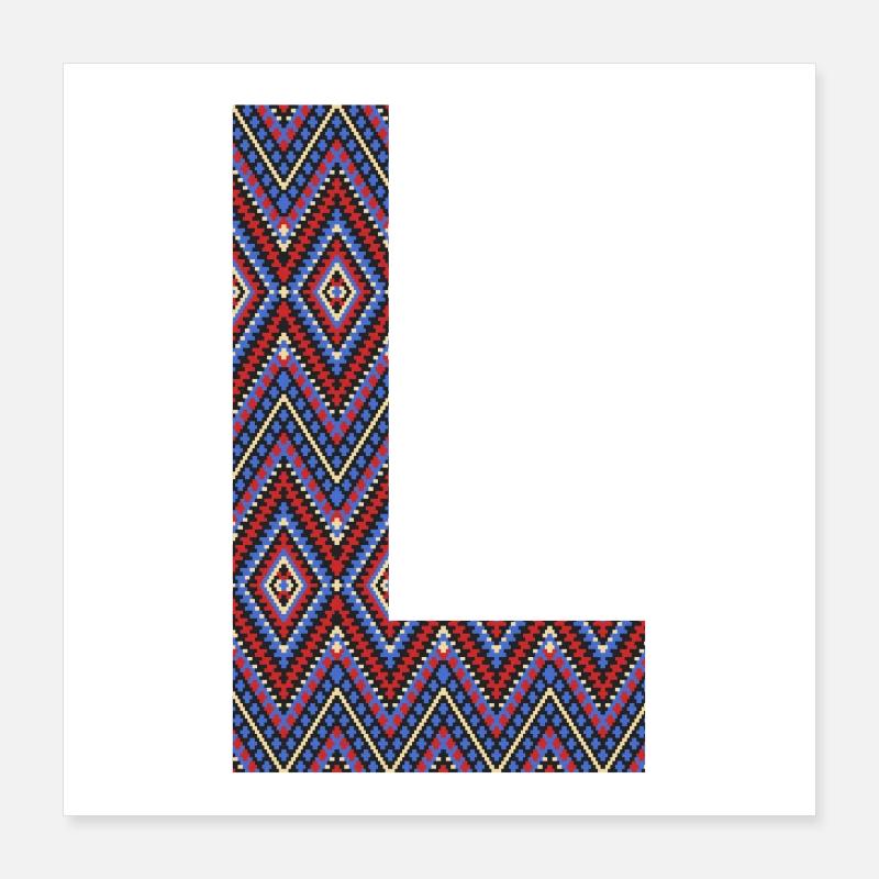 Monogram Letter L- geometric pattern Poster 16" x 16" (40x40 cm)