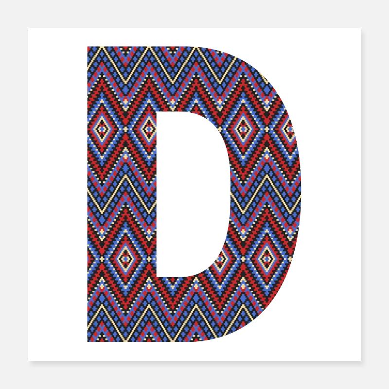 Monogramm Buchstabe D - geometrisches Muster Poster 40x40 cm