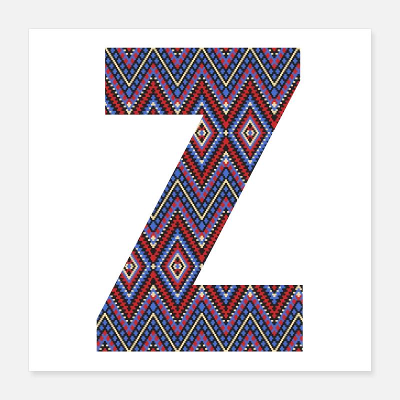 Monogramm Buchstabe Z - geometrisches Muster Poster 40x40 cm