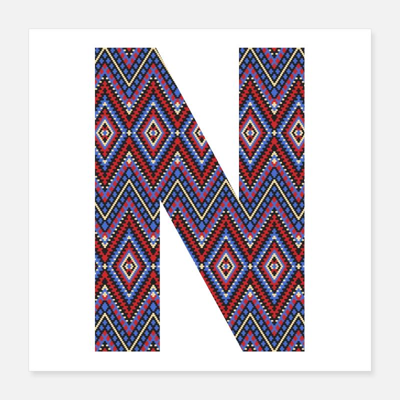 Monogram Letter N- geometric pattern Poster 16" x 16" (40x40 cm)