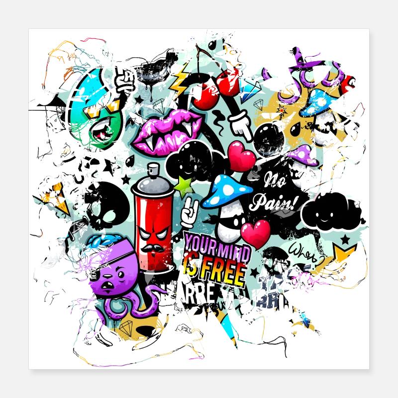 Graffiti style Splash hip hop colors painter color Poster 16" x 16" (40x40 cm)
