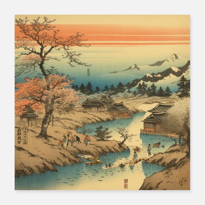 Beauté nostalgique du Japon Poster 40 x 40 cm