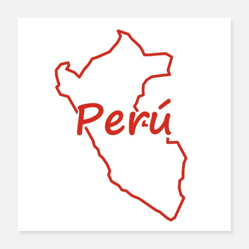 Carte du Pérou Poster 40 x 40 cm