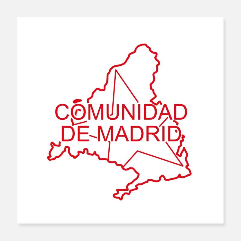 Carte de la Communauté de Madrid Poster 40 x 40 cm