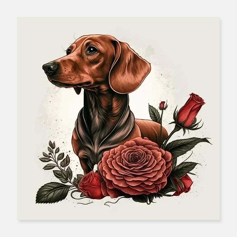 Rose dachshund Poster 16" x 16" (40x40 cm)