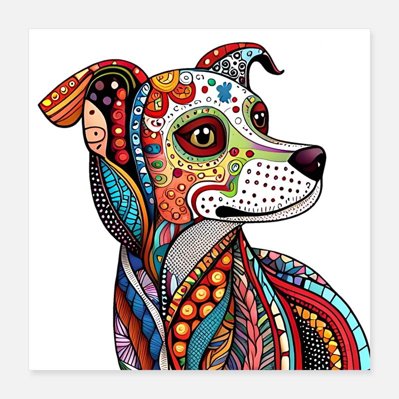 Zentangle Dog Poster 16" x 16" (40x40 cm)