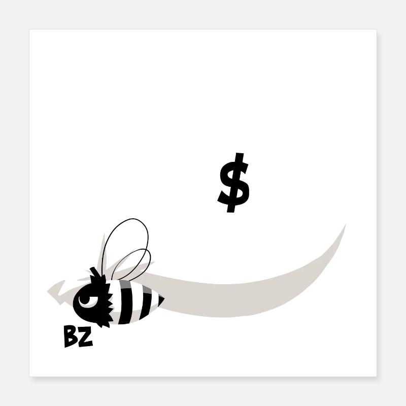 Bee & Hold-Up - B&W Poster 16" x 16" (40x40 cm)