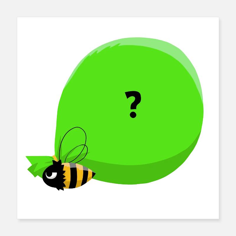Bee & big mysterious bag Poster 16" x 16" (40x40 cm)