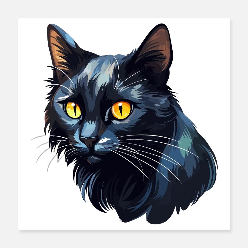 Chat noir pour les amoureux des chats Poster 40 x 40 cm