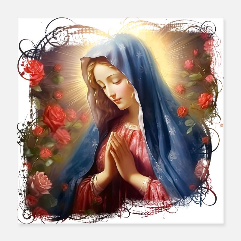 Holly Mary Maria Madonna Mariana Virgin Mary Holy Poster 16" x 16" (40x40 cm)