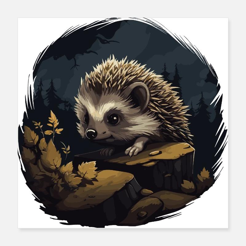 Hérisson Hérisson Bébé Animal Forêt Nature Poster 40 x 40 cm