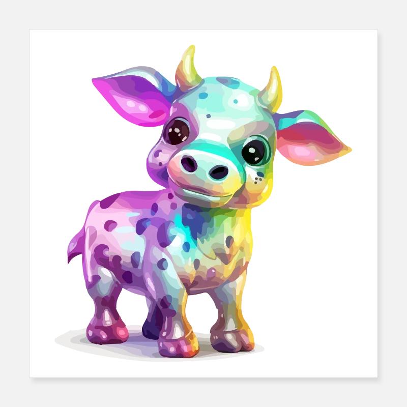 Mila la vache multicolore Poster 40 x 40 cm