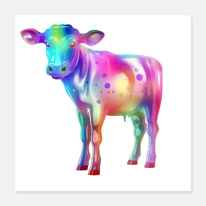 Exa la vache multicolore Poster 40 x 40 cm