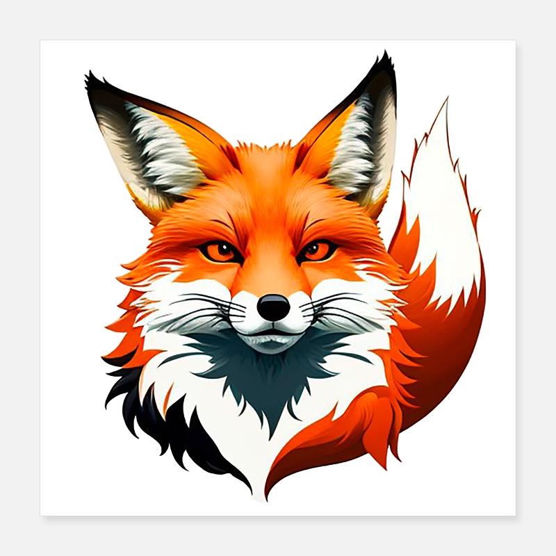 Tête de renard sauvage élégante avec sétaire Poster 40 x 40 cm