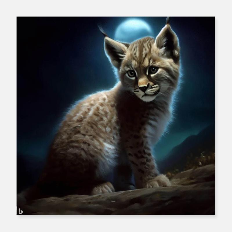 Luchs unter der Mondschein-Tierwelt Poster 40x40 cm