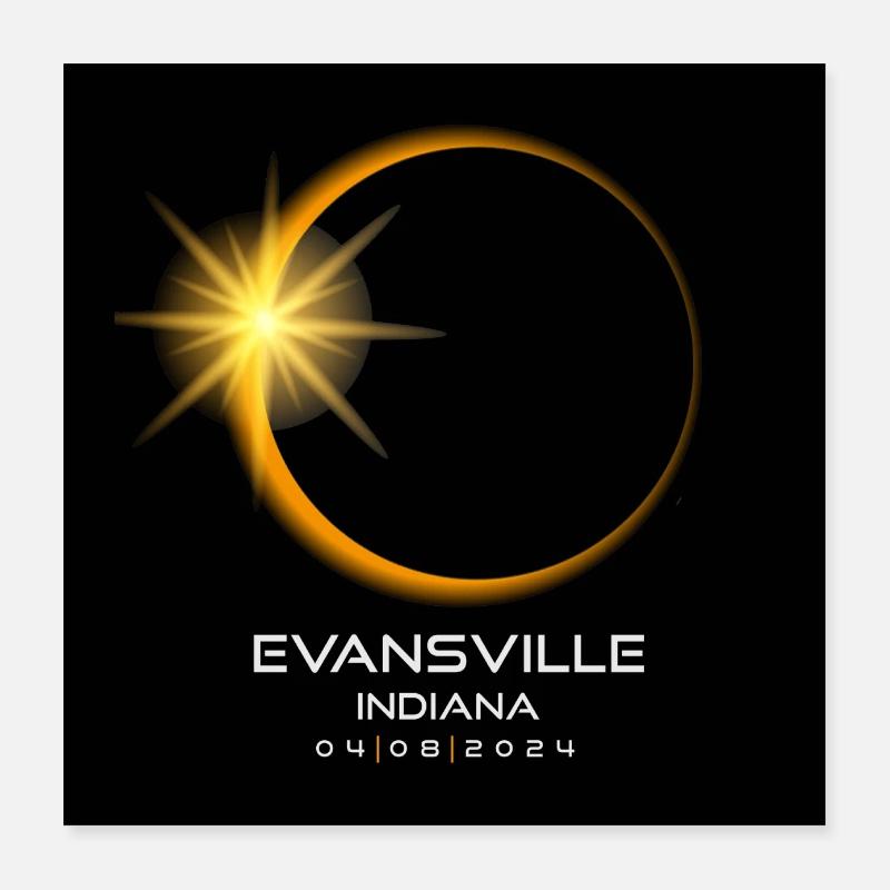 Evansville Indiana Eclipse 2024 Souvenir 8. April Poster 40x40 cm